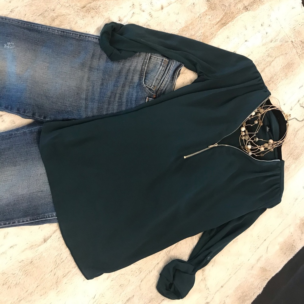 3 for $20 Macy’s INC teal zip up shirt